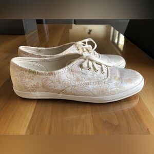 NWT Keds 8 wedding floral gold white cream shoes
